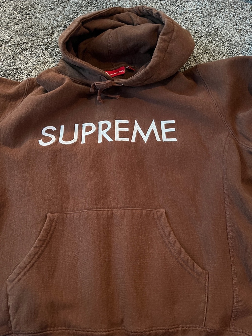Supreme Brown Hoodie with White Logo. Small. Very good condition. - Picture 3 of 10